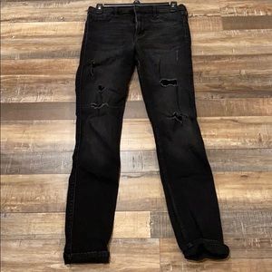 Hollister black distressed jeans size 5L.